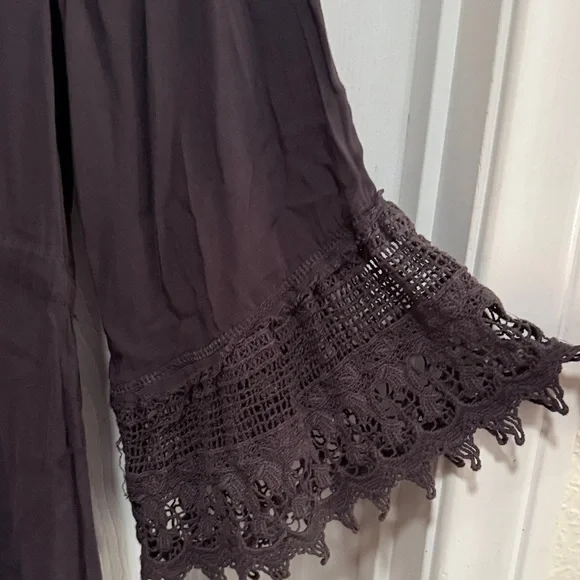 Monoreno Faded Black Bell Sleeve Dress with Crochet Lace Accents - Picture 6 of 7